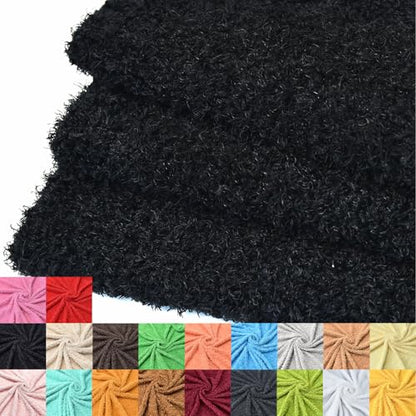 Surf turtle Black Curly Teddy Fleece Faux Fur Fabric 36" x 59" - color: Black, size: 36 x 59 inches