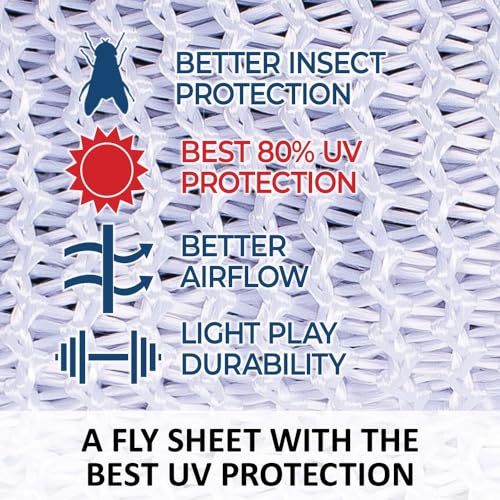 Schneiders Soft Interlock Mesh II Horse Fly Sheets | Superior UV & Insect Protection | Versatile Euro Fit Option | Reflective Safety Design - color: White, style: Mini Attached Neck Euro Bellyband