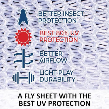 Schneiders Soft Interlock Mesh II Horse Fly Sheets | Superior UV & Insect Protection | Versatile Euro Fit Option | Reflective Safety Design - color: White, style: Mini Attached Neck Euro Bellyband