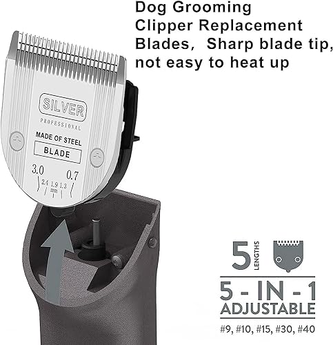 Adjustable Dog Grooming Blades Compatible with Wahl 5 in1 Blade - color: silver/3pcs