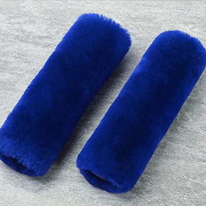 OGLAND 2 Pack Sheepskin Car Seat Belt Cover Pads | Wool Seatbelt Cushions - color: Blue, size: Shearling Wool