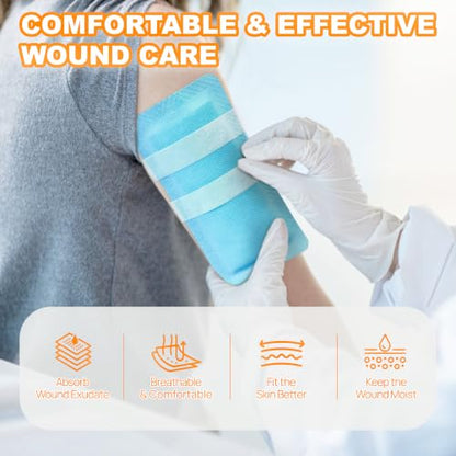 Carbou Super Absorbent Wound Dressing Pads 4"x 8", 10 Individual Pack, Non Adhesive Absorbent Bandages for Wound Care, Soft Highly Absorbent Dressing, Non Stick Gauze Pads for Wounds (Pack of 2) - size: 4"x 8"(Pack of 20)