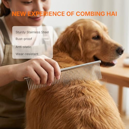 Stainless Steel Pet Grooming Comb, Grooming Tool for Dogs and Cats, Removes Knots & Tangles, 7.5 Inch