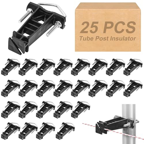 25 Pcs Tube Post Insulator for Electric Fence,Fits Square/Round Post,Black - color: Black, size: 25 Pack