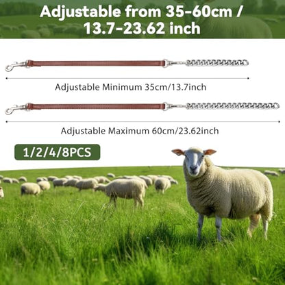 Misdary 8 Pcs Goat Show Collars Adjustable 14" Chain, 14'', Brown - color: Brown