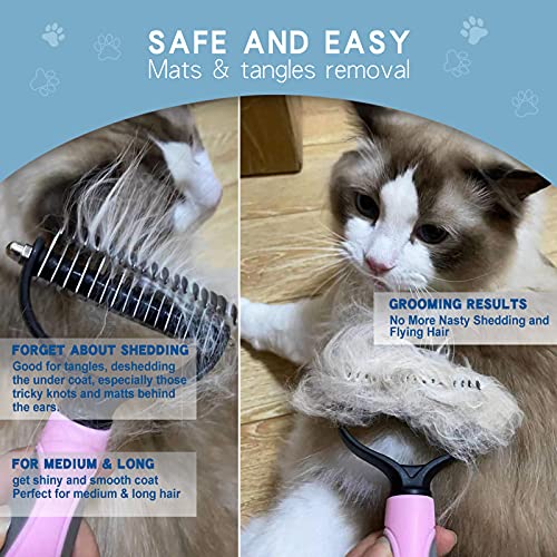 Deshedding Dog Brush - Undercoat Rake for Cats & Dogs - Double Sided Brush for Shedding and Dematting Comb Grooming Tool kit - Nail Clipper & Nail File - color: Blue(3 Pcs)