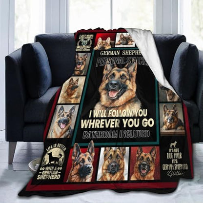 Dynova German Shepherd Blanket Cozy Plush Dog Lovers Gifts Throw Blankets Animal Fuzzy Flannel Fleece for Girls Boys Women Men 80"X60" - color: German Shepherd, size: 80"x60"