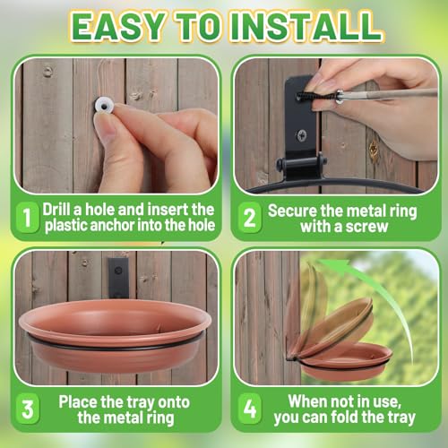 Alphatool Fence Bird Feeders Tray, 8.3" Dia., Brown - color: Brown, size: 1pcs