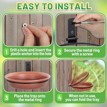 Alphatool Fence Bird Feeders Tray, 8.3" Dia., Brown - color: Brown, size: 1pcs