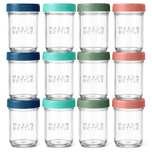 Mason Bottle Glass Breastmilk Storage Jars with Airtight Lids, 8oz,12-Pack | Deep Ocean Lead-Free Glass Jars, Airtight Leakproof Lids, Stackable, Freezable For Breast Milk, Baby Food Storage Containers - size: 8oz Jar Set (12 Pack)