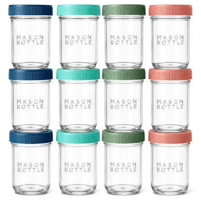 Mason Bottle Glass Breastmilk Storage Jars with Airtight Lids, 8oz,12-Pack - size: 8oz Jar Set (12 Pack)