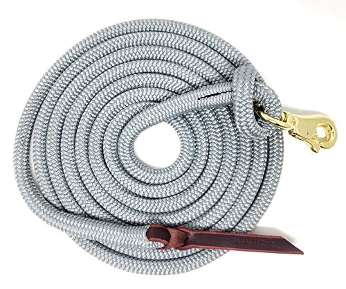 12FT Lead Rope with BPS Snap - color: Grey, size: 12 ft. Brass Trigger Snap