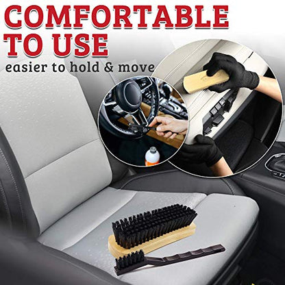 TAKAVU Leather & Upholstery Cleaning Brush Set (Black) - color: Black