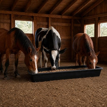 6 Pcs Water Trough 48 Quart / 12 Gallon Horse Trough Livestock Water Troughs 39 inch Plastic Goat Feeder Trough Farm Animal Feeding for Chicken Sheep Pig and Cattle