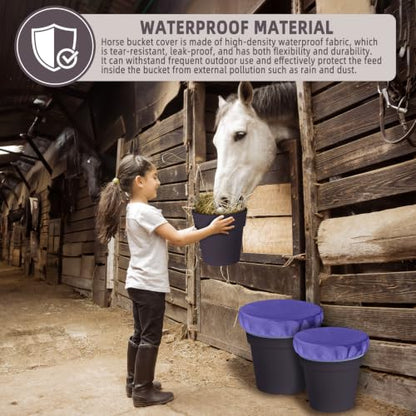 2-5 Gallon Horse Bucket Cover, Waterproof Horse Feed Bucket Cover, Lightweight and Easy to Use (Excluding Bucket, Purple) - color: Purple