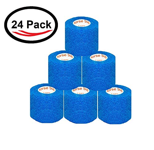 2 Inch Self Adhesive Bandage Wrap & Athletic Tape - 24Pk, Blue - color: Blue, size: 24 Rolls