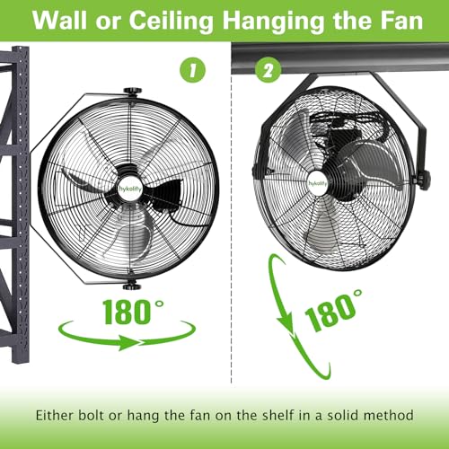 hykolity 4300 CFM 18 inch Industrial Wall Fan, 3-Speeds High Velocity Wall Mount Fan with Sealed Motor, Heavy Duty Metal Barn Fans for Shop, Garage, 2 Pack - size: 18 inch