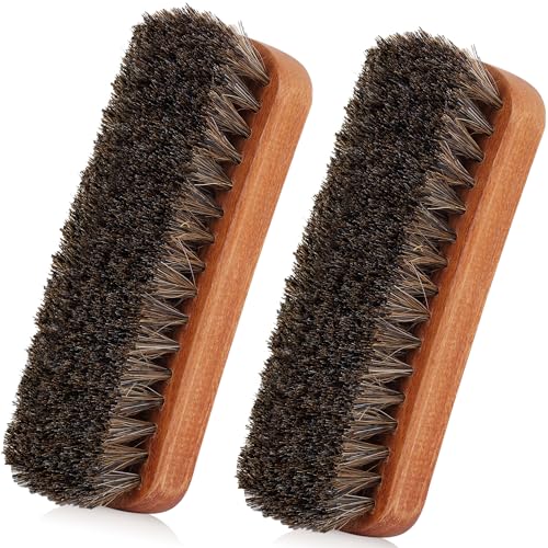TAKAVU Shoe Brush 100% Genuine Horse Hair, Won't Scratch Leather (2pcs) - size: 2pcs
