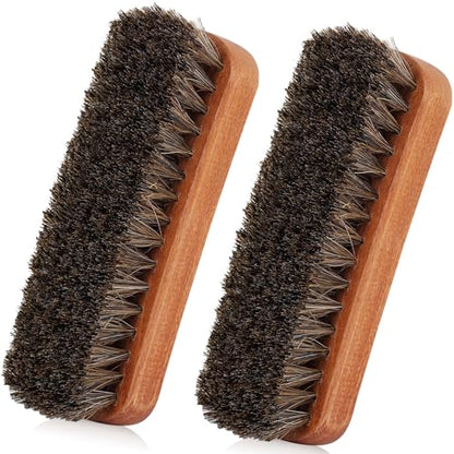 TAKAVU Shoe Brush 100% Genuine Horse Hair, Won't Scratch Leather (2pcs) - size: 2pcs