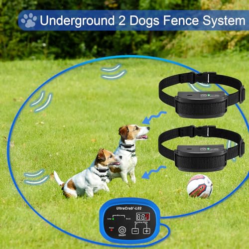 Basic In-Ground Pet Fence - Underground 2 Dog Fence System, Electric Fence for Dogs Waterproof Training 2 Collars for Dog Over 20lb, Wireless Electric Dog Fence System (2 Dog System)