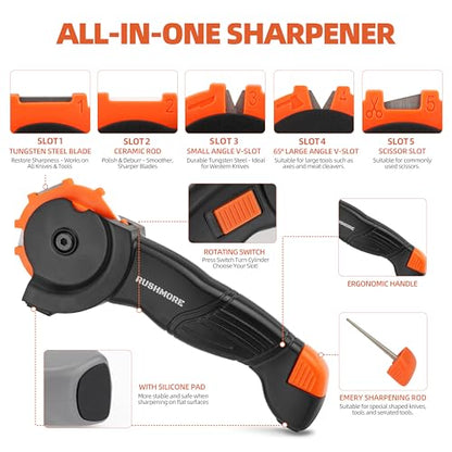 Rushmore Garden Tool Blade Sharpener – Carbide & Ceramic Sharpener for Pruners, Scissors, Axes, Hedge Shears & Lawn Mower Blades – Repairs, Hones & Maintains Sharp Edges - style: Combo Pack