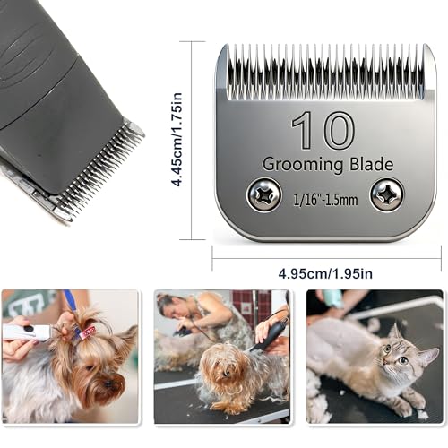 10# 1.5mm and 7FC 3.2mm Clipper Blades Pet Grooming Clipper Replacement Blades Detachable Blade Compatible with andis/wahl/Oster Dog Clippers - size: S10-S7FC