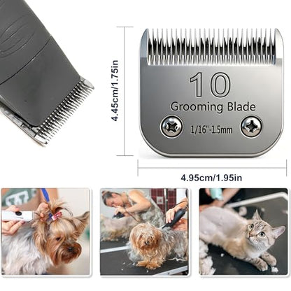 10# 1.5mm and 7FC 3.2mm Clipper Blades Pet Grooming Clipper Replacement Blades Detachable Blade Compatible with andis/wahl/Oster Dog Clippers - size: S10-S7FC