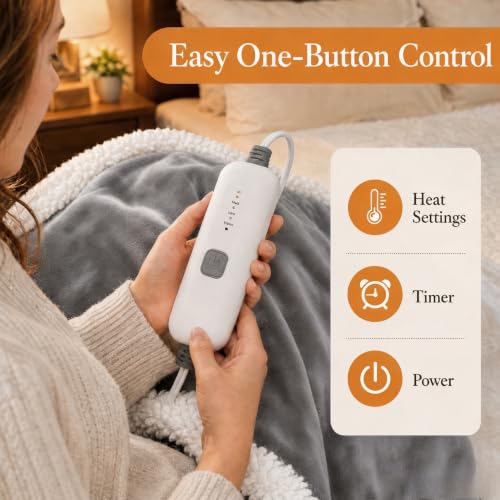 Electric Heated Blanket 72"×84", 4 Heating Levels & 10H Auto-Off | Full Size Light Gray, Sherpa & Soft Microplush, Quick Heating, Machine Washable, for Couch, Bed & Office, Parents' Gifts - color: 02-light Gray, size: Full Size ( 72"x84" )
