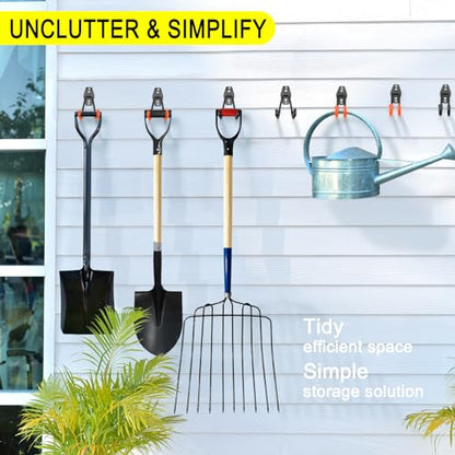 2 Pack Garage Hooks Heavy Duty Storage Organizer Wall Mount Power and Garden Tool Hangers, for Hanging Ladders, Ropes, Hose, Bulk Items - color: Black 2 pack
