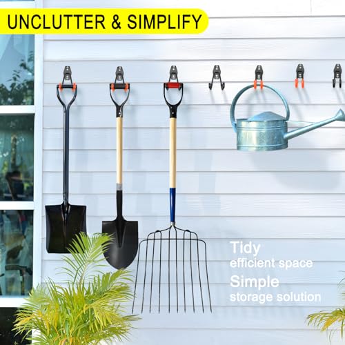 2 Pack Heavy Duty Garage Hooks Storage Organizer Wall Mount Power and Garden Tool Hangers, for Hanging Ladders, Ropes, Hose, Bulk Items - color: Black 2 pack