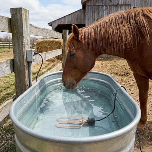 Farm Innovators DPH-15 Outdoor Water Tank Heaters Livestock Stock Tank Drain Plug Water De-Icer Designed for Rubbermaid Tanks, Brown - size: Single