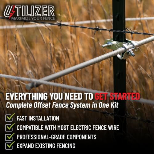 Utilizer Electric Fence Extension Stand-Off Kit – 1/4 Mile T-Post Bundle - size: 15"Rods - 1/4 Mile