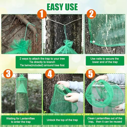 Qualirey 2 Pack Spotted Lanternfly Trap Lanternfly Killer for Tree,Green - color: Green