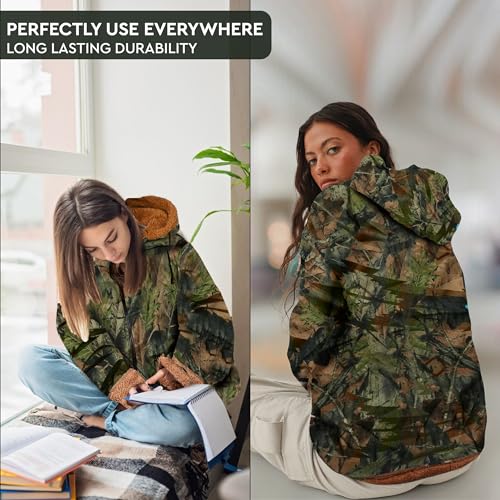 TrailCrest Women's Plush Sherpa Lined Hooded Plaid Zip-Up Jacket - color: Camo, size: Medium