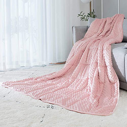 ALANSMA Reversible Weighted Blanket for All Season, Luxury Velvet, Warm and Cool, Adult Pink 7Lb Weighted Blanket, Enjoy Sleeping Anywhere(Pink,40"x60" 7lbs) - color: Pink, size: 40''x60'' 7lbs