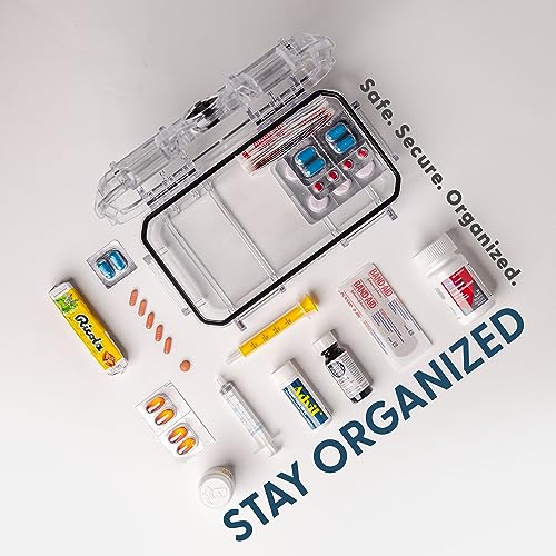 Evergreen X Seahorse 56 Medication Lock Box - Medium, First Aid Kit, Childproof, Empty Lockable Medicine Box to Store Medications, Diabetic Supplies. NO SUPPLIES INCLUDED (Clear + Boho) - color: Clear + Boho