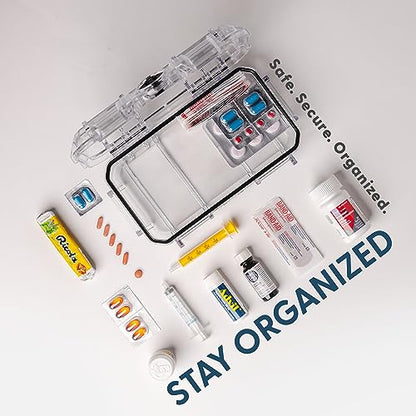 Evergreen X Seahorse 56 Medication Lock Box - Medium, First Aid Kit, Childproof, Empty Lockable Medicine Box to Store Medications, Diabetic Supplies. NO SUPPLIES INCLUDED (Clear + Boho) - color: Clear + Boho