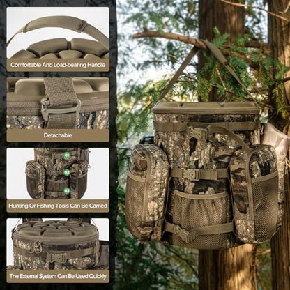 BLISSWILL Hunting Bucket Backpack with Seat Suitable for 5-gallon fishing - color: Rock Bark