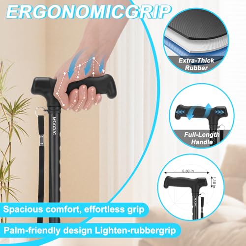 Tall Men's Walking Cane,1.43 lb, 15.75" Folded,Over 5'9",Black - color: Plus Lengthened Black Cane(35.43-42.52in)