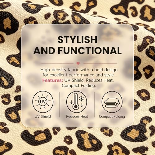 2 PCS Car Front Windshield Shade, Leopard Auto Windshield Sunshade Foldable Sun Blocker to Keep Your Vehicle Cool, Front Windscreen Sun & Heat Protection Cover for Most Vehicles (Yellow) - color: Yellow