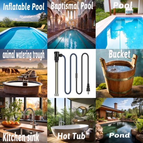 2000W Fully Submersible Water Heater of Above Ground Pool & Hot Tub – Portable Immersion Electric Heater with Temp Control & WiFi Timer for Spa, Baptismal Pool, Bucket, Bathtub & Inflatable Pool etc