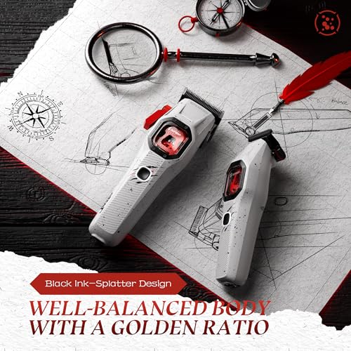 SUPRENT FANGS Professional Barber Clippers - High-Performance 13,000 RPM Vector Motor Hair Clipper Barber Trimmer Set, Professional Haircutting Kit with AI Speed Control, Patented U-Teeth Blade(WHITE) - color: White