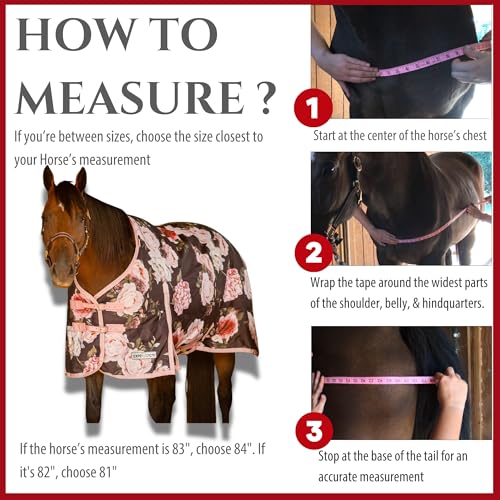 Jeffers Expression 1200 Denier Standard Neck Turnout Blanket, Rose Garden, 78" - Waterproof, Breathable Horse Blanket with 240 gram of Polyfill, Ideal Protection for Winter, Medium Weight