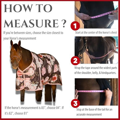 Jeffers Expression 1200 Denier Standard Neck Turnout Blanket, Rose Garden, 81" - Waterproof, Breathable Horse Blanket with 240 gram of Polyfill, Ideal Protection for Winter, Medium Weight