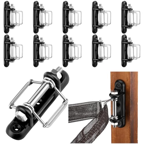 Frienda 10 Pcs Electric Fence Polytape Connectors Electric Fence Corner Insulator Corner or End Insulator with Buckles Wood Post Tape Connector with Screw for Polytape up to 45 mm