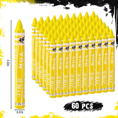 MotiMind 60 Pcs Industrial Lumber Crayons Bulk Wax Tire Marker Construction Marker for Craft Detailed Marking on Lumber Metal Carton Ceramics Concrete Glass Plastic 4.45" x 0.43" (Yellow) - color: Yellow