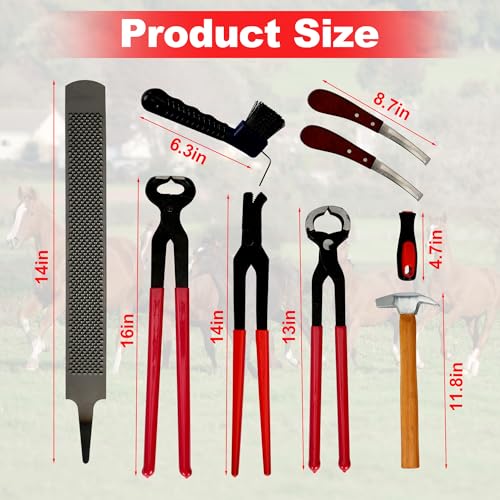 8Pcs Farrier Hoof Tool Kit, Horse Hoof Trimming Tools, For Horses Cattle