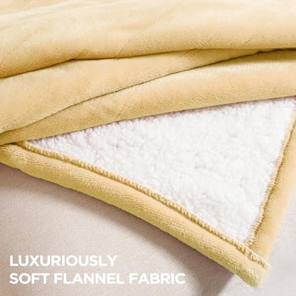 Templewet Heated Blanket Throw 50" x 60",Soft Electric Blanket,Yellow | Timer Settings,Auto Off,Soft Sherpa Heated Throw Blanket,Machine Washable,Fast Heating for Sofa Bed Office Use,Gifts for Mom - color: Cheesy Yellow