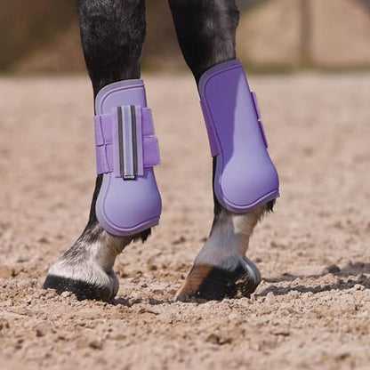 HORZE Adepto Open Front Tendon Boots | Durable Shell with Neoprene Lining - Languid Lavender Purple - Pony - color: Languid Lavender Purple, size: Pony