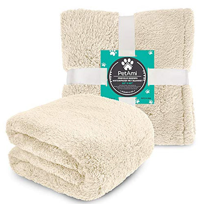 PetAmi Fluffy Sherpa Waterproof Dog Blanket for Large Pet Cat, 60x80, Beige - color: Beige, size: X-Large (60x80)